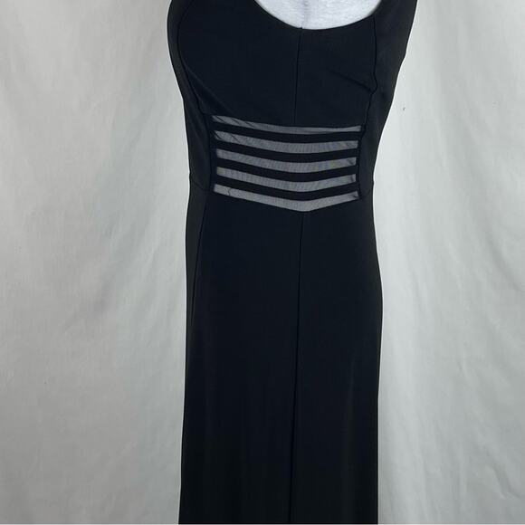 Morgan & Co Black Sheer Cutouts Feminine Party Event Occasion Maxi Dress Size 7 - Picture 5 of 15